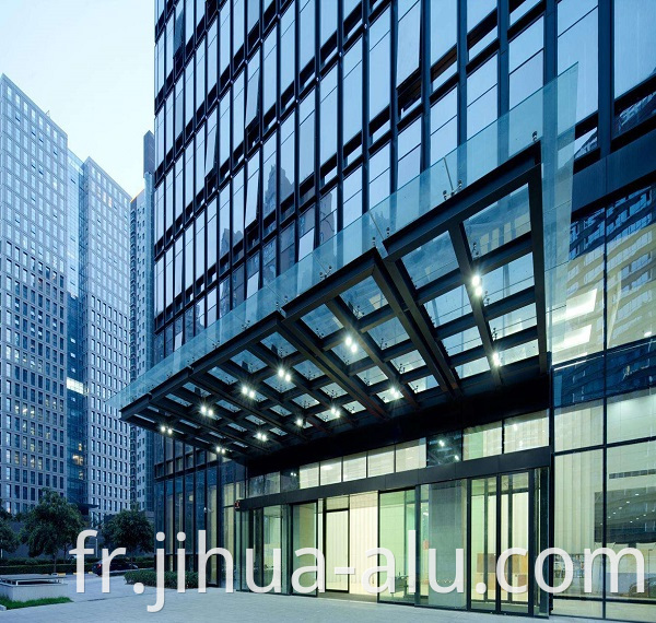 Commercial Buildings Exposed Aluminum Frame Profile Stick Glass Curtain Walls JIHUA Project Sample